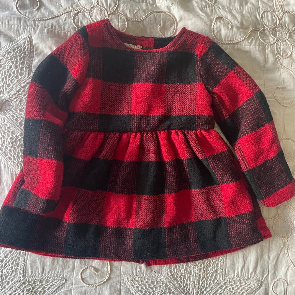 Plaid faux fur lined dress